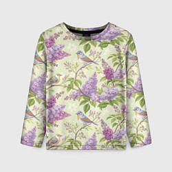 Лонгслив детский Сирень и птицы, цвет: 3D-принт