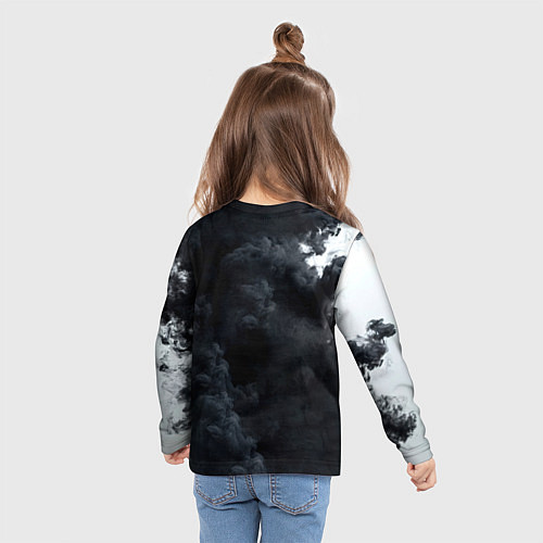 Детский лонгслив Бодибилдер в черном дыму / 3D-принт – фото 6