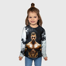 Лонгслив детский Бодибилдер в черном дыму, цвет: 3D-принт — фото 2