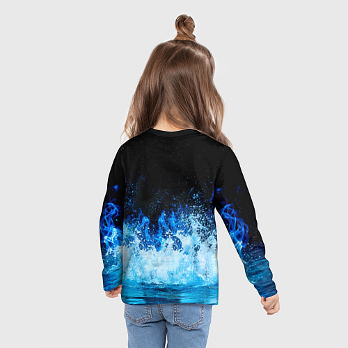 Детский лонгслив Ватерполист в синем пламени / 3D-принт – фото 6