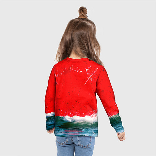Детский лонгслив Виндсерфинг на красном / 3D-принт – фото 6