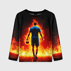 Лонгслив детский Гандболист в огне, цвет: 3D-принт