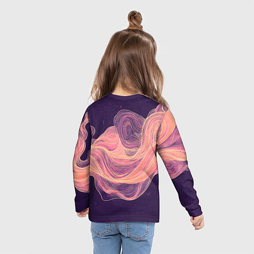Детский лонгслив Бежевые волны текстура / 3D-принт – фото 6