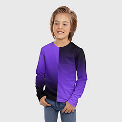 Лонгслив детский Чёрно-сиреневый градиент пополам, цвет: 3D-принт — фото 2