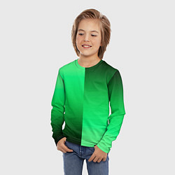 Лонгслив детский Чёрно-зелёный градиент пополам, цвет: 3D-принт — фото 2