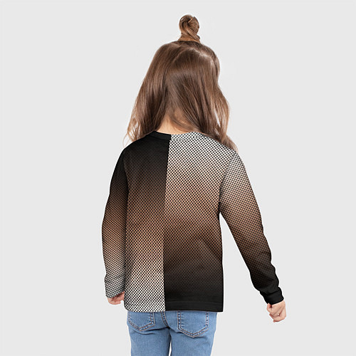 Детский лонгслив Чёрно-коричневый текстурный градиент пополам / 3D-принт – фото 6