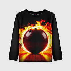 Лонгслив детский Огненный шар для боулинга, цвет: 3D-принт