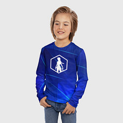 Лонгслив детский Tomb Raider blue poly, цвет: 3D-принт — фото 2