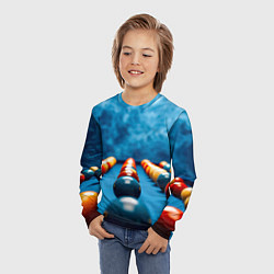 Лонгслив детский Бильярдный шар синий дым, цвет: 3D-принт — фото 2