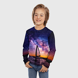 Лонгслив детский Виндсерфер в космосе, цвет: 3D-принт — фото 2