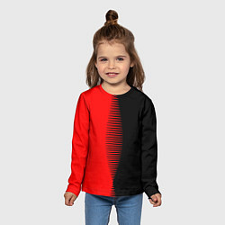Лонгслив детский Чёрно-красный пополам с переходом, цвет: 3D-принт — фото 2