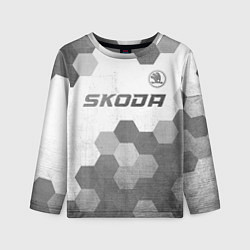 Детский лонгслив Skoda - white gradient посередине