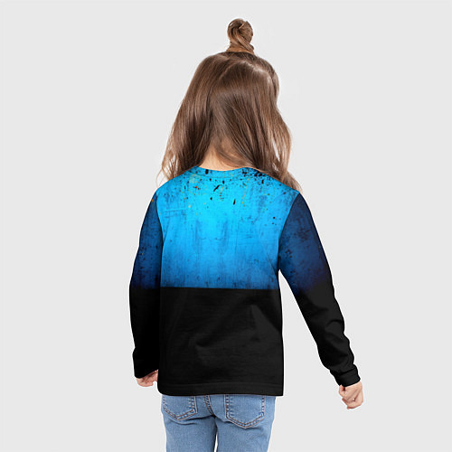 Детский лонгслив Красная кегля на синем / 3D-принт – фото 6