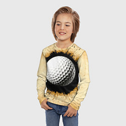 Лонгслив детский Мяч для гольфа на бежевом, цвет: 3D-принт — фото 2