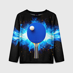 Лонгслив детский Синяя ракетка для пинг-понга, цвет: 3D-принт