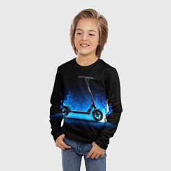 Лонгслив детский Самокат в синем пламени, цвет: 3D-принт — фото 2