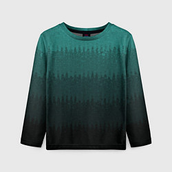 Лонгслив детский Тёмный бирюзовый градиент текстурный полосы, цвет: 3D-принт