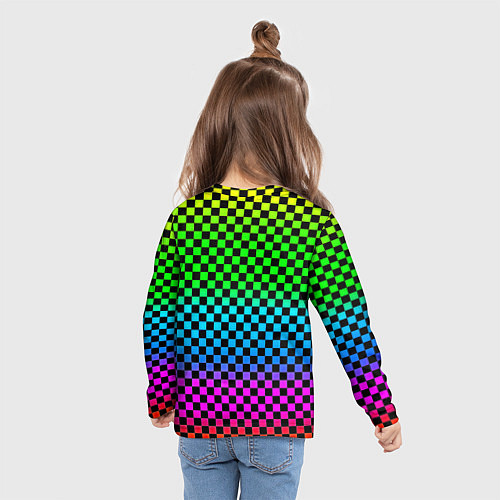 Детский лонгслив Monster energy неоновая клетка / 3D-принт – фото 6