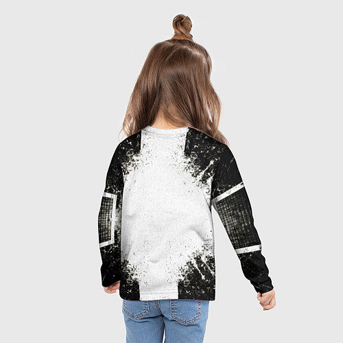 Детский лонгслив Теннисная ракетка в черно-белом / 3D-принт – фото 6