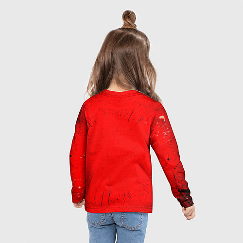 Детский лонгслив Трековый велосипед на красном / 3D-принт – фото 6