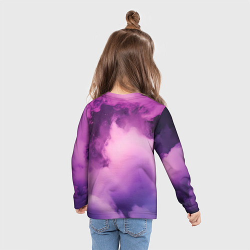 Детский лонгслив Космонавт и фиолетовый космос / 3D-принт – фото 6