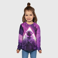 Лонгслив детский Космонавт и фиолетовый космос, цвет: 3D-принт — фото 2