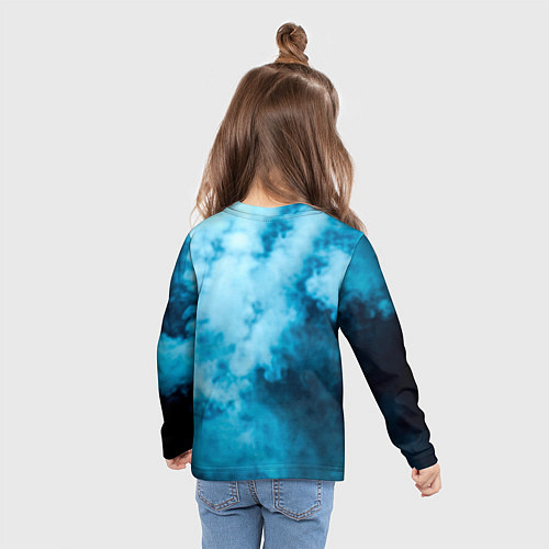 Детский лонгслив Бодибилдер в синем дыму / 3D-принт – фото 6