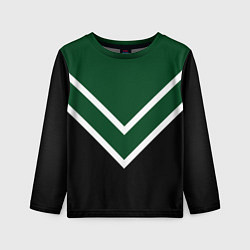 Детский лонгслив Зелёный с чёрным и белые полосы