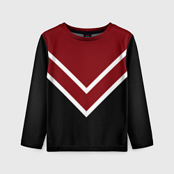 Лонгслив детский Красный с чёрным и белые полосы, цвет: 3D-принт