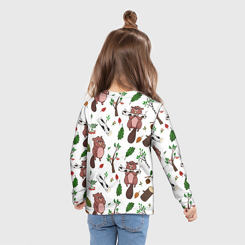 Детский лонгслив Бобер и полено / 3D-принт – фото 6