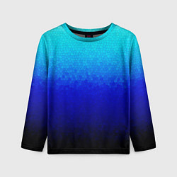 Детский лонгслив Градиент мозаика из голубого в чёрный