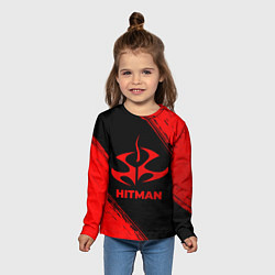 Лонгслив детский Hitman - red gradient, цвет: 3D-принт — фото 2