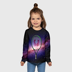 Лонгслив детский Теннисная ракетка в космосе, цвет: 3D-принт — фото 2