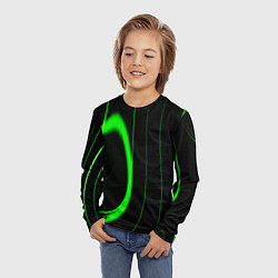 Лонгслив детский Color green light green black, цвет: 3D-принт — фото 2
