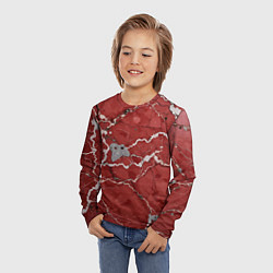 Лонгслив детский Красно-серый мрамор, цвет: 3D-принт — фото 2