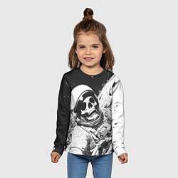 Лонгслив детский Скелет в космосе черно-белый, цвет: 3D-принт — фото 2