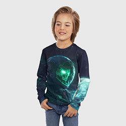 Лонгслив детский Скелет космонавта с неоновыми глазами, цвет: 3D-принт — фото 2