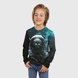Лонгслив детский Череп космонавта со светящимся глазами, цвет: 3D-принт — фото 2