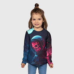 Лонгслив детский Хоррор скелет в космосе, цвет: 3D-принт — фото 2