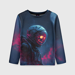 Лонгслив детский Скелет космонавта под луной, цвет: 3D-принт
