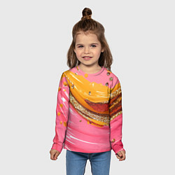 Лонгслив детский Желтые и розовые волны текстура, цвет: 3D-принт — фото 2