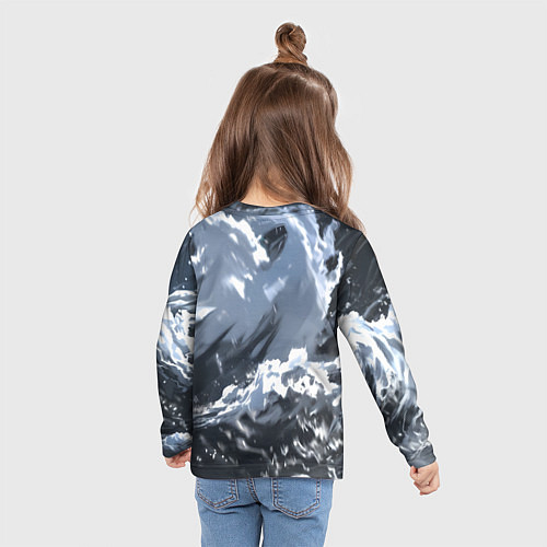 Детский лонгслив Медведь в молниях и облаках / 3D-принт – фото 6