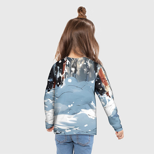 Детский лонгслив Злой медведь с красными глазами / 3D-принт – фото 6