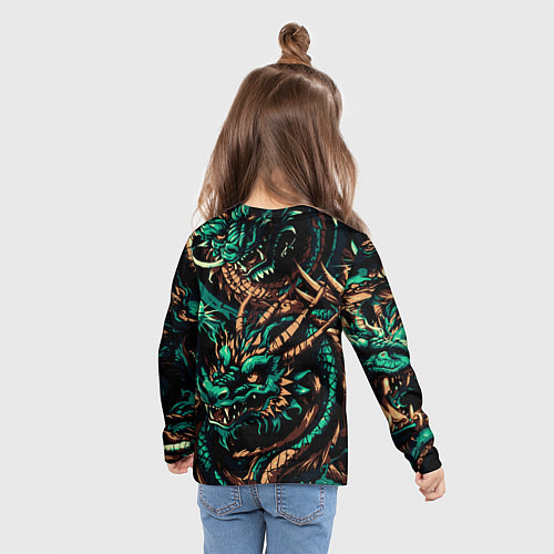 Детский лонгслив Японские драконы ирезуми / 3D-принт – фото 6