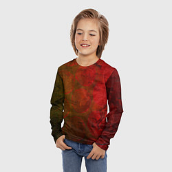 Лонгслив детский Абстракция - green circles in red, цвет: 3D-принт — фото 2