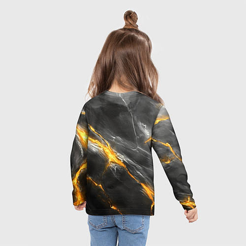 Детский лонгслив Россия черно-желтый фон / 3D-принт – фото 6