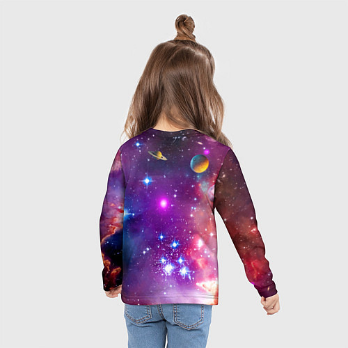 Детский лонгслив Прикольный утёнок бравый космонавт - нейроарт / 3D-принт – фото 6