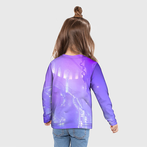 Детский лонгслив Лавандовые прозрачные лестницы / 3D-принт – фото 6