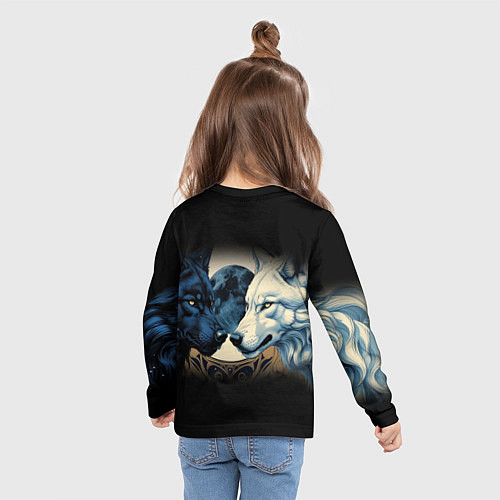 Детский лонгслив Инь янь волк и волчица с луной / 3D-принт – фото 6
