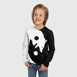 Лонгслив детский Black and white wolfs, цвет: 3D-принт — фото 2